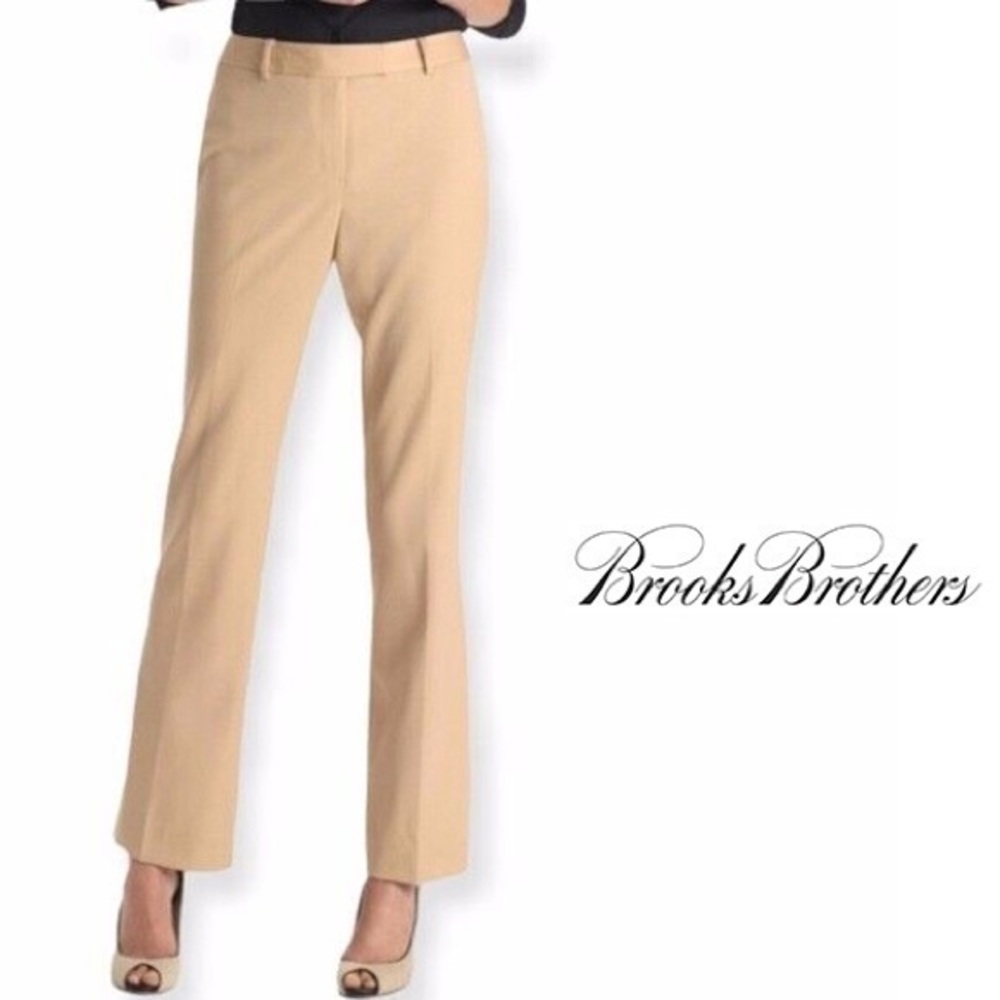 💥SALE💥 Brooks Brothers Wool Beige Straight Leg Trouser Pants L (14P)